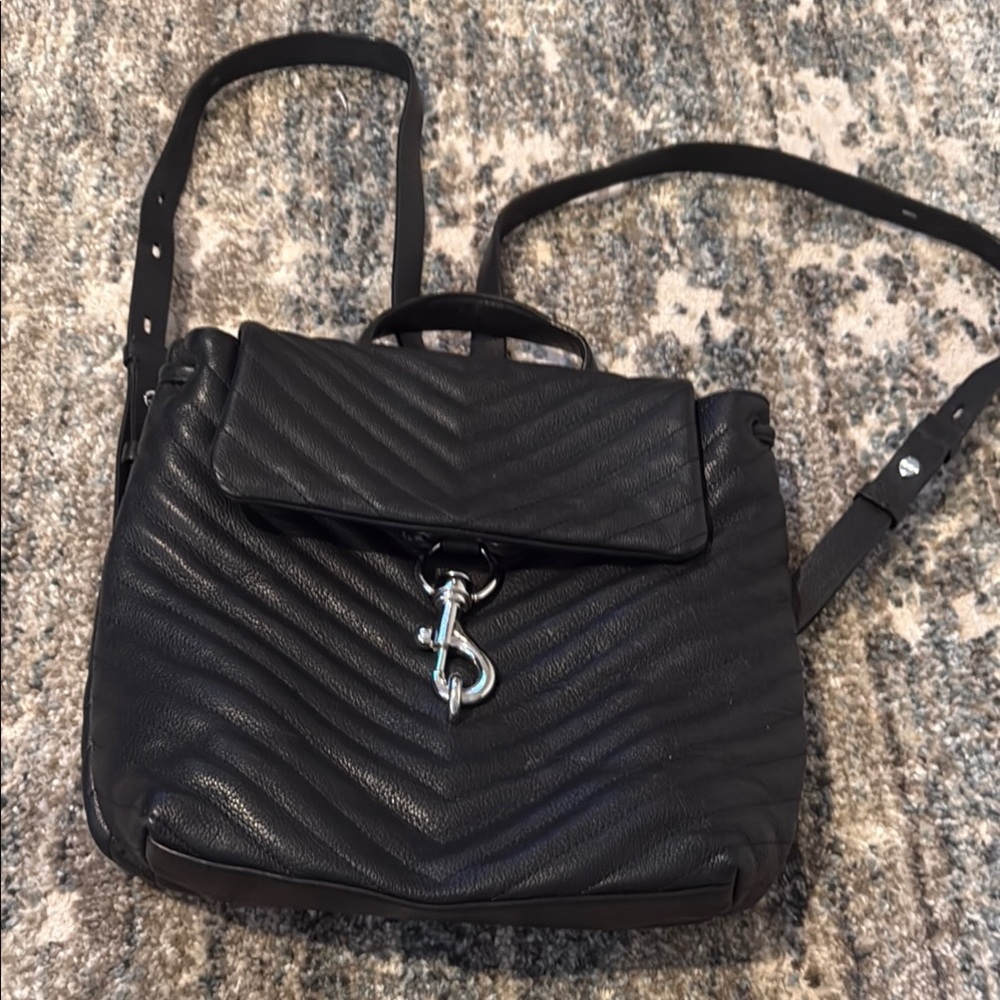 Black Quilted Leather Backpack